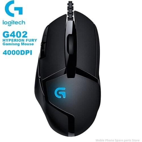 Logitech G402 Hyperion Fury FPS with 4000DPI High Speed Fusion Engine 32-BIT ARM Processor Support Windows 10 8 7 Gaming Mouse