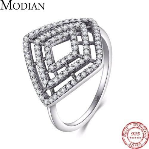 Modian Authentic 100% 925 Sterling Silver Vintage rings spiders web Jewelry Rhombus Party Sparkling Rings Women gothic Style