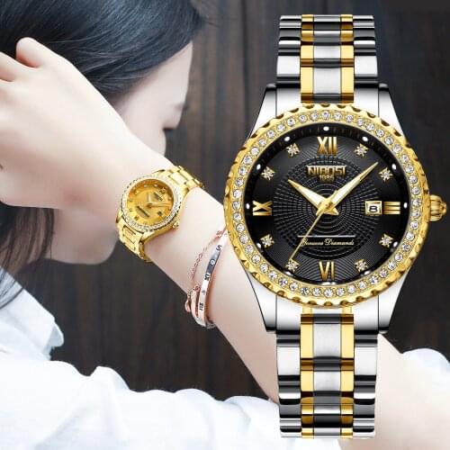 NIBOSI Fashion Luxury Crystal Women Watches Waterproof Auto Date Casual Exquisite Ladies Female Wristwatch Relógio Feminino