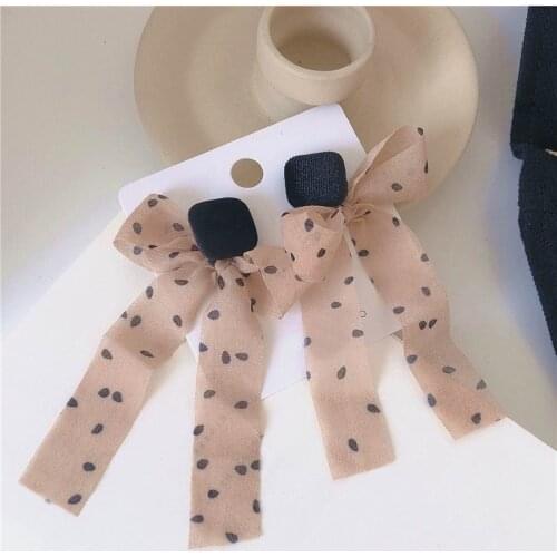 Fashion Bowknot Chiffon Earrings Korean Temperament Vintage Autumn Winter Design Brincos Wholesale