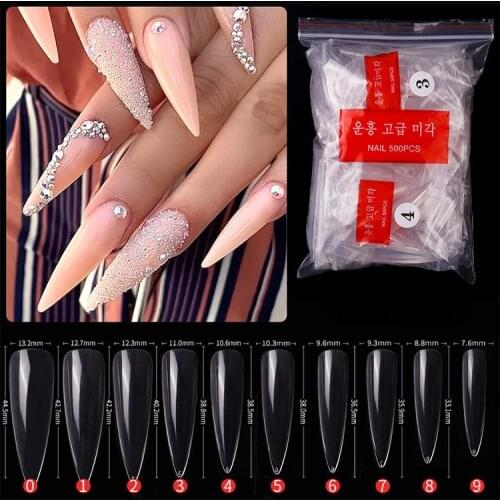 500Pcs False Nail Tips Design Fake Gel Nails Extension Full Cover Sculpted Stiletto Coffin Tips Manicure Accessories