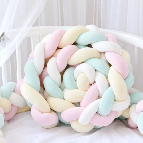 New woven crib anti-collision strip four-strand twist braid bed circumference baby bed bumper room decor baby bed 2021