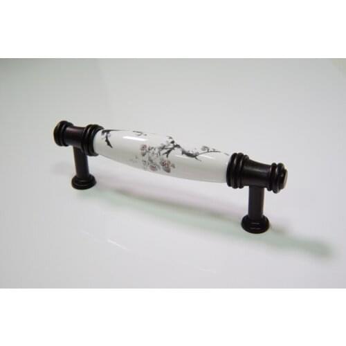 Wholesale 10pcs lot wash painting porcelain drawer handles,door handles and knobs,black kitchen cabinet handles