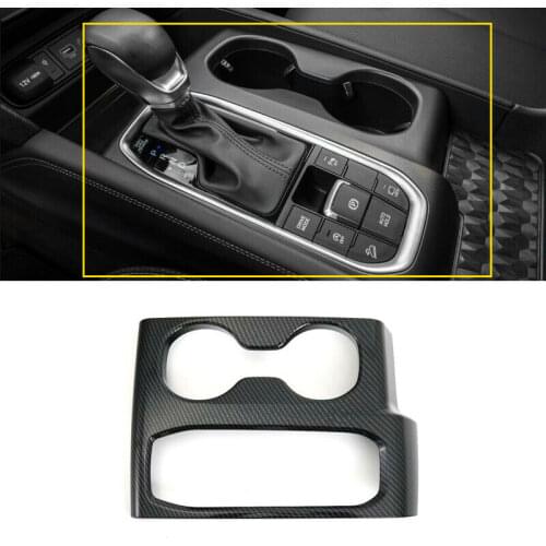 Carbon Fiber Look Gear Shift Box Panel Cover Trim For Hyundai Santa Fe TM 2019
