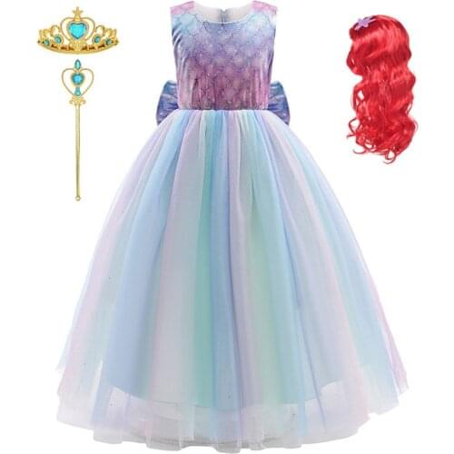 Girl Princess Little Mermaid Ariel Dress The Little Mermaid Costume Kids Halloween Fancy Costume Children Carnival Party Clothes
