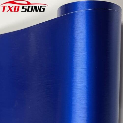 50cm*200/300cm Chrome dark Blue Aluminum Brushed Metallic Vinyl Film Car Wrap Foil Adhesive Car Sticker Wrapping Auto Decoration