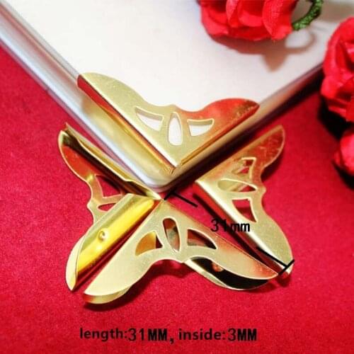 RetailGold Plated Book Scrapbooking Albums Menus Corner Protectors Metal Hollow Corners For Books,31*31*3mm,Fit 3mm,6Pcs