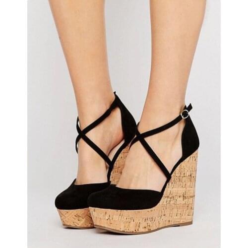 Brand Design Sexy Platform Wedges high heels Shoes sandals woman Straw Summer Party ankle-wrap Shoes Woman sandals668