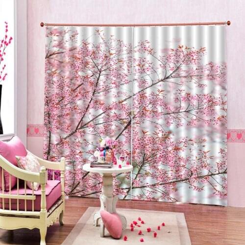 3D Printing Sheer Curtains Blackout Window Curtain Living Room peach blossom Curtains Decorative Home Drapes