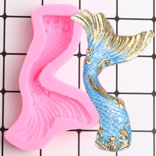 3D Mermaid Tail Silicone Molds Cupcake Topper Fondant Mold DIY Party Cake Decorating Tools Candy Clay Chocolate Gumpaste Moulds