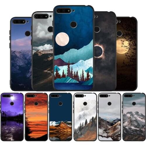 Mountain Marble Moon Sun Forest black Silicone Phone Case For honor 30 20 Pro 8 8X 9 10 20 Lite Mate 10 20 30 Lite Pro cover
