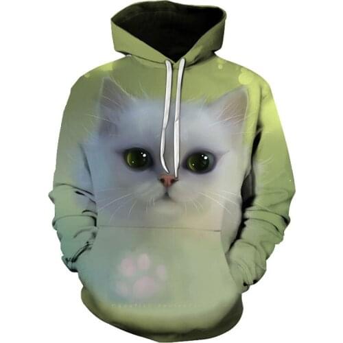 Spring Mens And Womens Hoodies Long Sleeve 3D Printing Cute Cat Sweatshirt Pullover harajuku Fashion Oversized Hoodie Tops