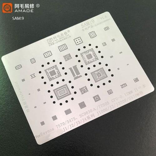 Amaoe SAM9 BGA Reballing Stencil for Samsung J1/J2/J3/J4 Series/J100H/J320F/G570M for Exynos 7570/3475/SC9830A/7730S CPU Power