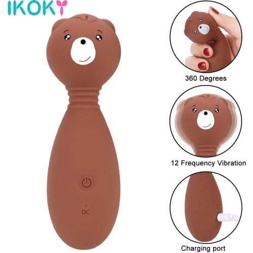 G Spot Vibrator Clitoris Stimulator 12 Speeds Cute Bear Vibrating Dildo 360 Degree Rotation Sex Toys for Women