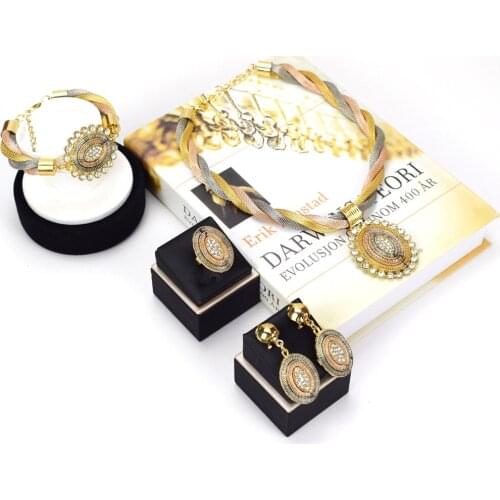 Sakura Love Africa Jewelry Set Bride Fashion Dubai Gold Bracelet Necklace Glamour Woman Earrings Morocco Banquet Wedding Gift