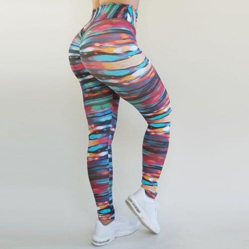 Te-Bo Print Yoga Pants Women Unique Fitness Leggings Workout Sports Running Leggings Sexy Push Up Gym Wear Elastic Slim Pants