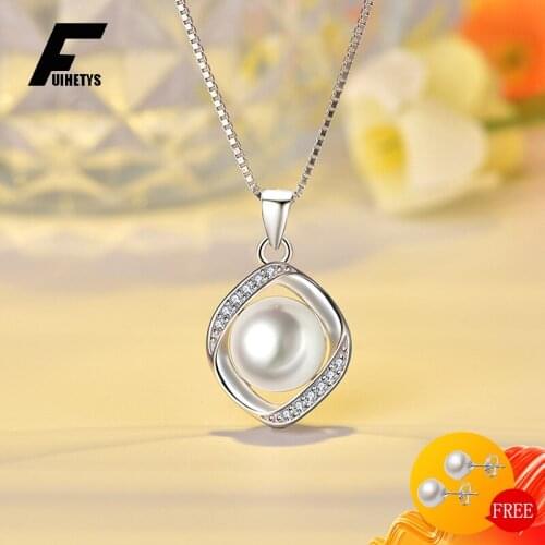 Fashion Necklace S925 Sterling Silver Jewelry with Freshwater Pearl Zircon Gemstone Pendant for Women Wedding Promise Ornaments