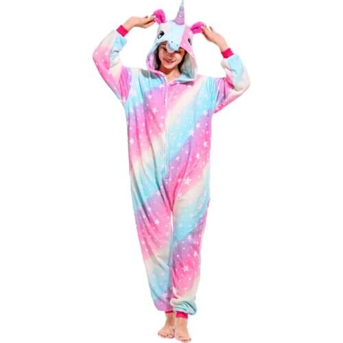 Winter Flannel Pyjamas Women Unicorn Onesies Cute Cartoon Animal Stitch Panda Unicornio Pajamas Set Nightwear Sleepwear Costumes
