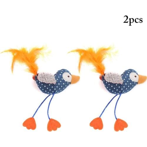 2PCS Frog Cat Toy Cute Cartoon Interactive Pet Plush Toy Pet Chew Toy Bird Cat Toy Pet Interactive Toys Training Toys Pet Toy