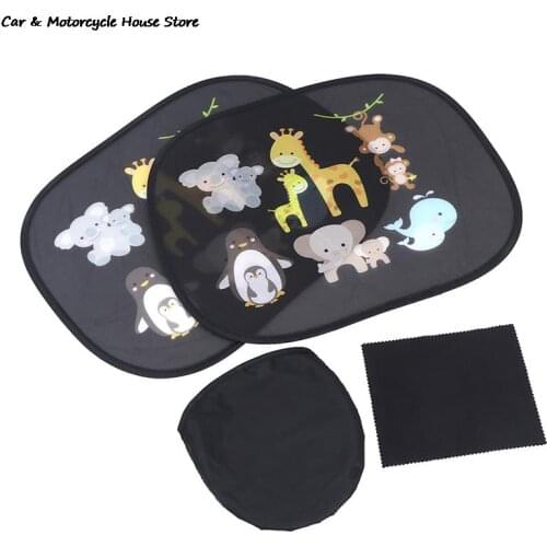 2PCS Cute Cartoon Car Sun Shade Cover UV Protect Curtain Side Window Sunshade Cover For Baby Kids Universal Car Styling Foldable