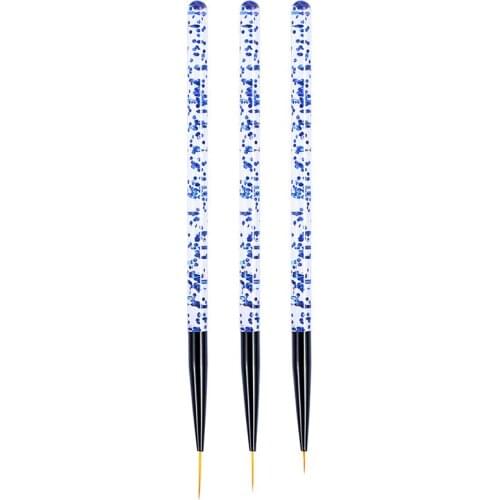 3pcs/set Nail Art Liner Painting Pen Blue Purple Color DIY Acrylic UV Gel Brushes Drawing Flower Line Grid French Design Manicur
