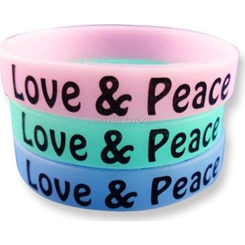300pcs Love & Peace wristband silicone bracelets free shipping by epacket A