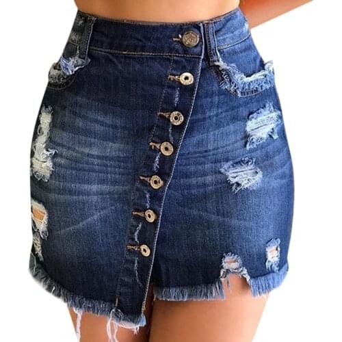 38# Denim Skirt High Waist A-line Mini Skirts Women 2019 Summer Plus Size Single Button Pockets Blue Jean Skirt Style Saia Jeans