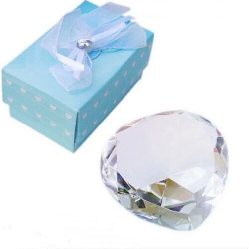 FREE SHIPPING 12pcs/Lot Bridal Shower Favors Choice Crystal Collection Heart Design Crystal Paperweight Wedding Party Giveaway