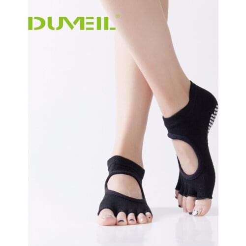 5Pair/lot Women Yoga Socks Backless Half Toe Non Slip Ladies Massage Sport Socks Half-fingers Cotton Warm Exercise Running Hose