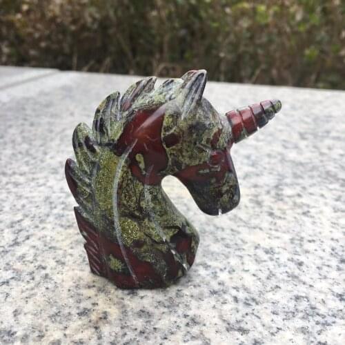 86g Natural Dragon Blood Stone Crystal Carving Unicorn Crystal Sculpture Collect