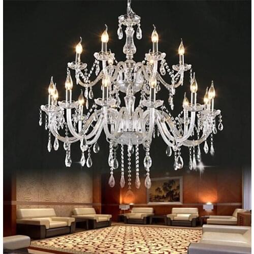 Free shipping 12-18 arm led candle holders chandeliers modern transparent crystal lamp living room lustres bedroom chandelier