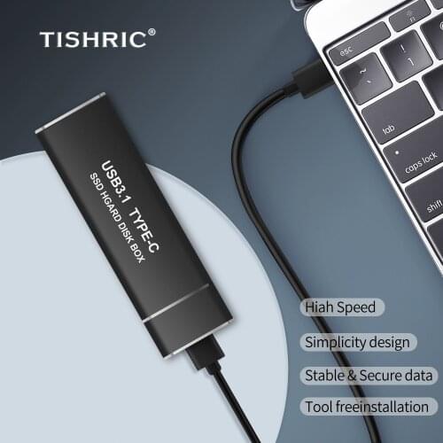 TISHRIC HDD Case USB TYPE C External Hard Disk Drive HDD Box/Enclosure Pocket 2.5 HD Optibay Adapter For M2 NGFF/NVME SSD