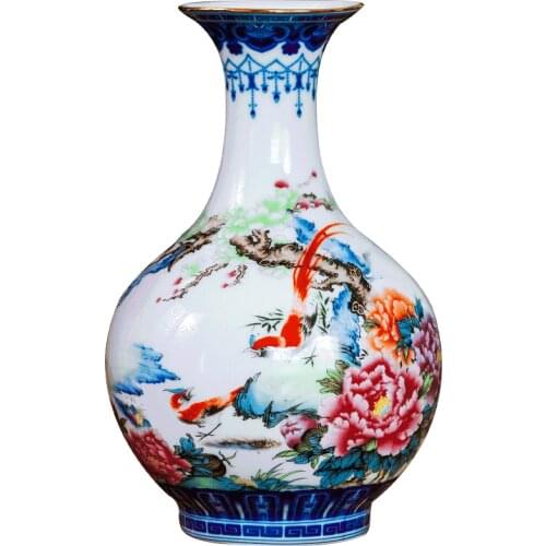 Jingdezhen Vase Ceramic Ornaments Chinese Home Living Room Flower Arrangement Wine Cabinet Decoration Porcelain