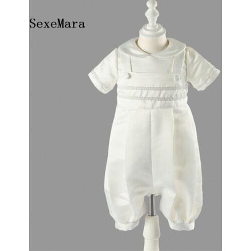 New Ivory White Infant Gown Baby Boys Baptism Dress Christening Gown Size 0 3 6 9 12 Months