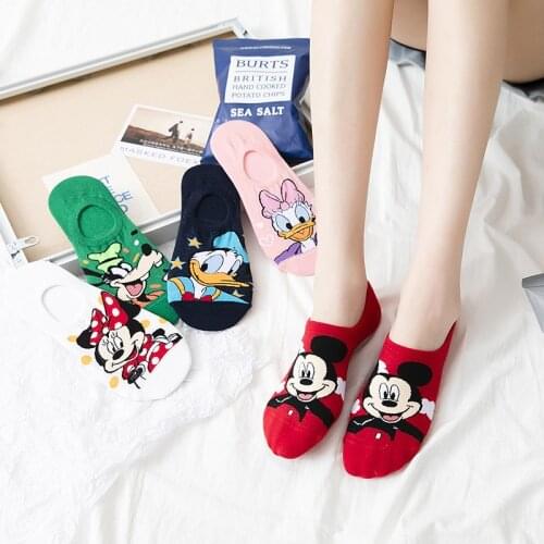 Disney 1Pair Girl Mickey Donald Duck boat socks Summer Women thin section cute cartoon element socks shallow mouth socks