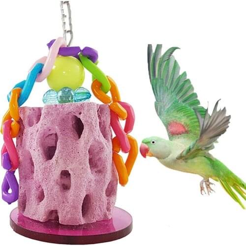 Parrot Bird Toy Molar Stone Tree Root Calcium Milk Molar Stone Parrot Chewing Toy String Grinding Stone Chew Toys Chinchilla
