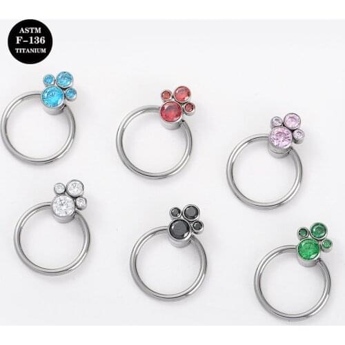 16G Implant Grade Titanium Internal Thread F136 Palm Captive Bead Ring for Nose Septum Helix Daith Conch Cartilage Piercing