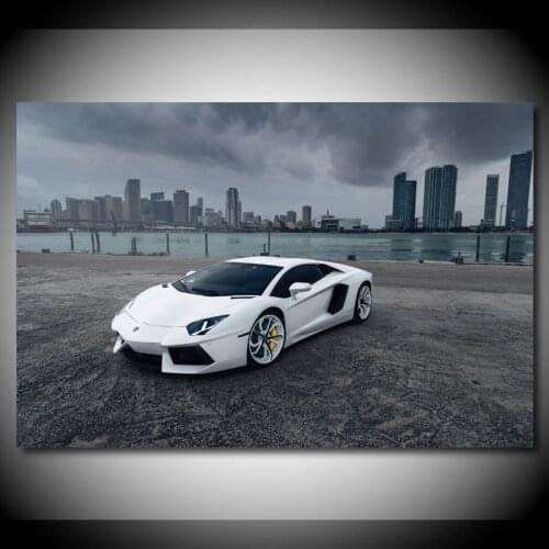 Canvas Paintings Modern Wall Art Picture White Car Aventador Super Car Posters and Prints for Home Living Room Decor