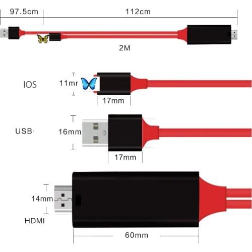 Kphrtek 1080p IOS to HDMI HDTV AV Adapter Cable Cord For iPhone 5/6/7/8/X/Xs