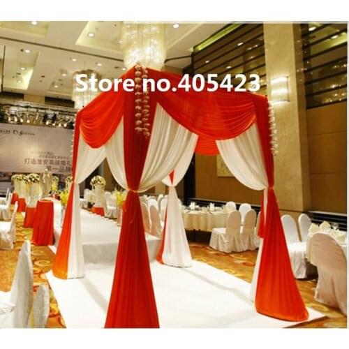 Red and white color 1.8*2.4m wedding decoration square pavilions canopy chuppah drapery props