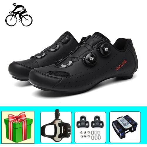 Road Cycling Shoes Men Sapatilha Ciclismo Self-locking Breathable Riding Bicycle Sneakers Add Pedals Bicicleta Triatlon Footwear