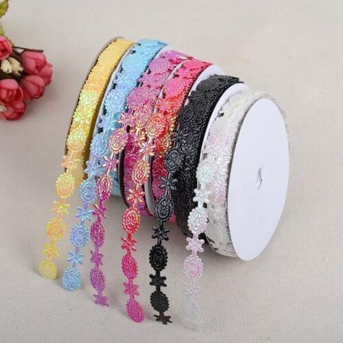 1.5cm*20Yard Solid color lace embossed tape for headwear and clothing accessories silk ribbons