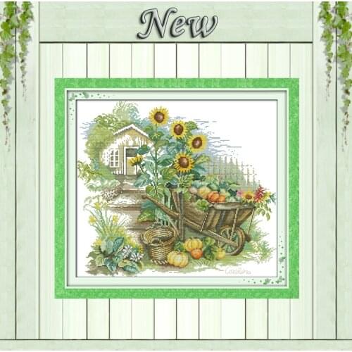 Little float homeland garden Scenery,Symbol Counted print on canvas DMC 14CT 11CT DIY Cross Stitch Needlework kit Embroidery Set