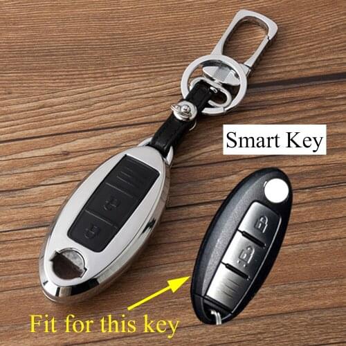 Metallic Key Chain Holder Bag Fob Case Shell Cover Fit For Nissan March Versa Tiida Qashqai X-Trail Murano 370Z 2 Buttons Style