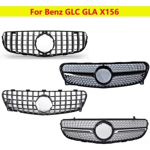 Car Modified Middle grille ABS plastic front grille Diamond GT style for Mercedes-Benz GLC GLA X156