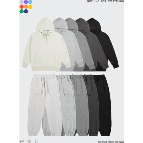 INFLATION Fashion Tracksuit Suit Men Sportswear 2021 Winter Fleece Warm Oversized Hoodie Set Couple Lounge Sweatpant Set Unisex