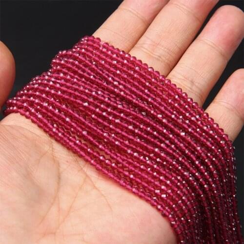Natrual Small Beads Red Rubys Beads Tiny Quartz stone Beads 2 3mm Faceted Real Bead For Jewelry Making Necklace Bracelet DIY 15"