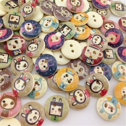 New 50pcs Lovely Rabbit Wood Buttons 15mm Sewing Craft Mix Lots WB162