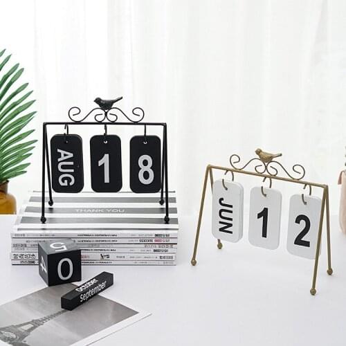 New Nordic style simple wrought iron calendar small ornaments home living room desktop calendar decoration
