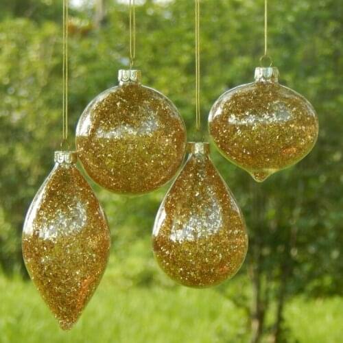 Transparent Glass Christmas Ball Gold Color Painted Ornament Pendant